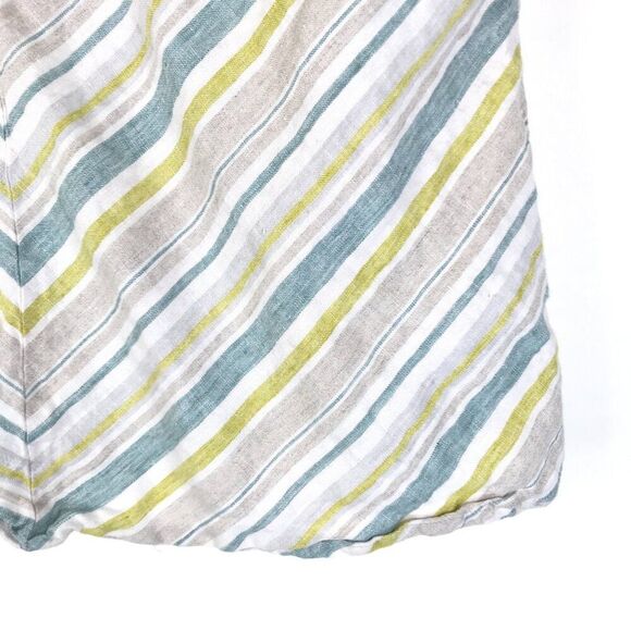 Coldwater Creek Striped 100% Linen Top Women's Petite Medium Casual Summer Woven - Picture 2 of 11